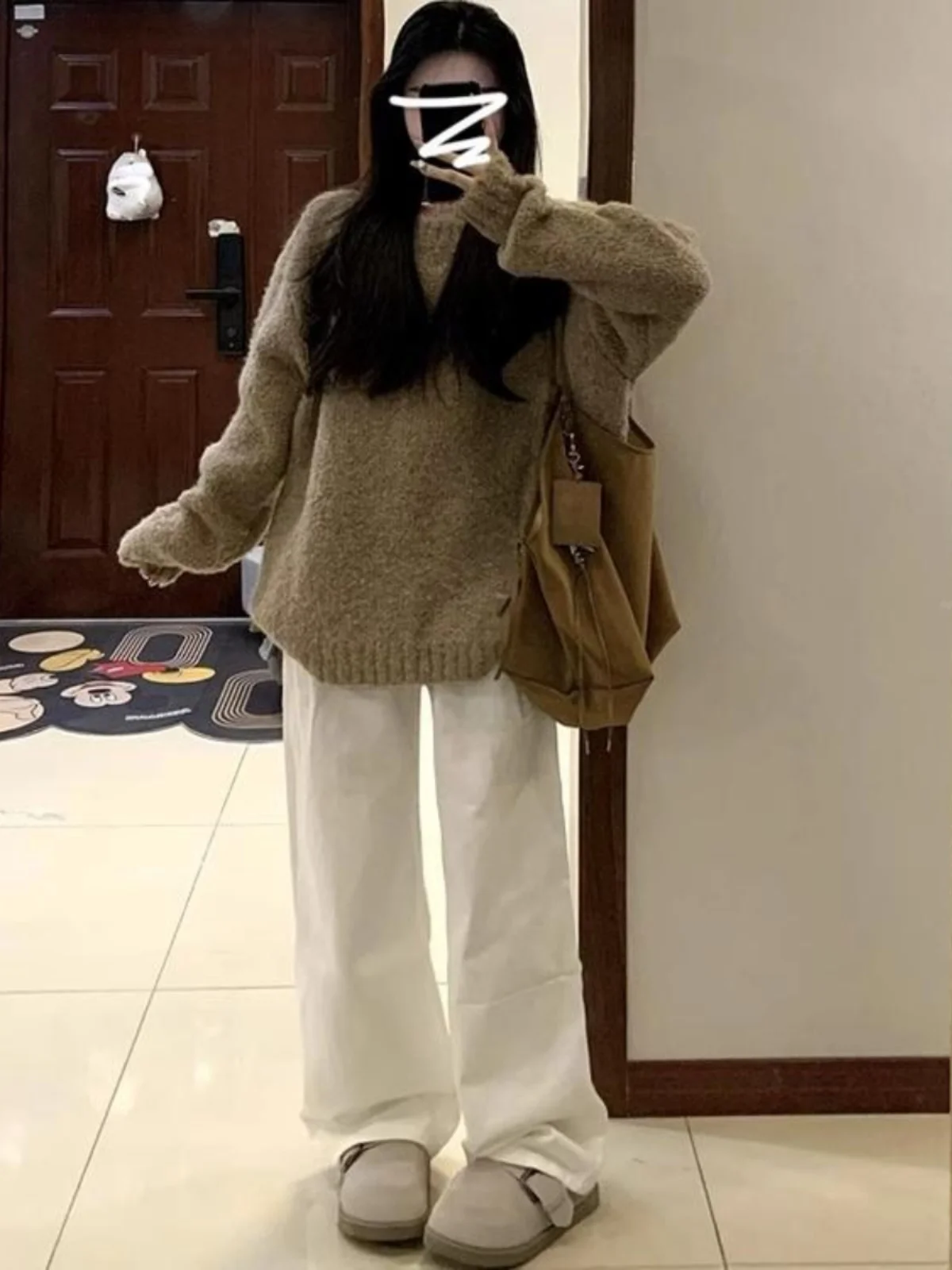 Amerikanischen Retro Thiened runde Ne Pullover frauen Herbst Winter Neue Faul Sle Weiche Innere Gestrickte irt Top