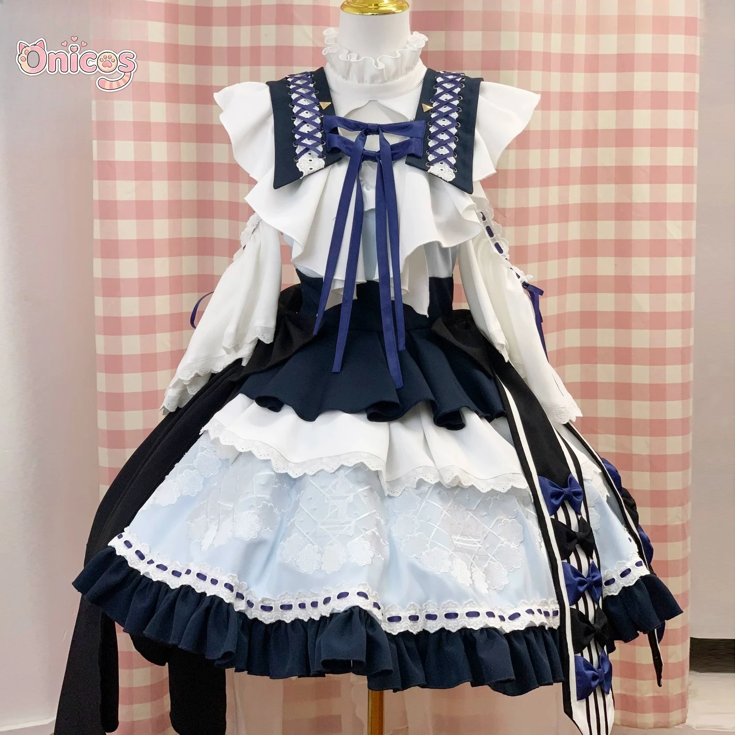 

Arknights Rosmontis Cosplay Costume Light Dream Gothic Lolita Dress Anime Game Ruffle Layer Outfit Full Set Halloween Onicos