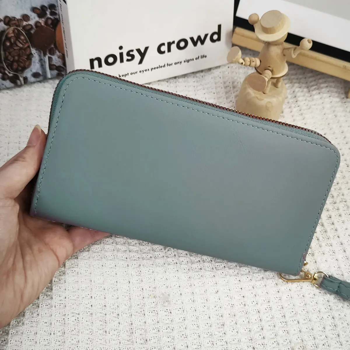 محفظة نسائية طويلة مطرزة بأحرف طويلة وسحاب طويل ومحفظة متعددة الاستخدامات ومحفظة متنقلة ذات سعة كبيرة