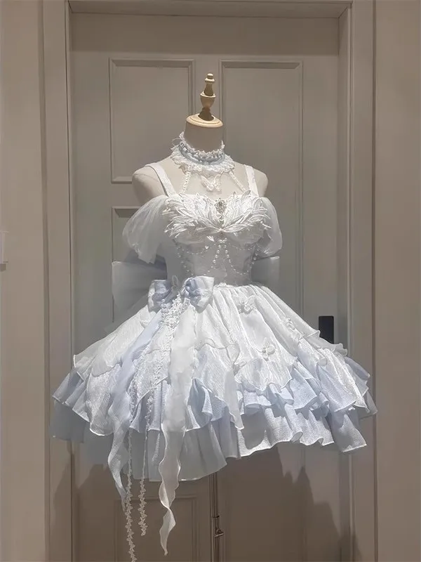 

Blue Swan Princess Style Dress Sparkling Lolita Skirt Birthday Adult Ceremony Princess Gown Women's Hanfu Set