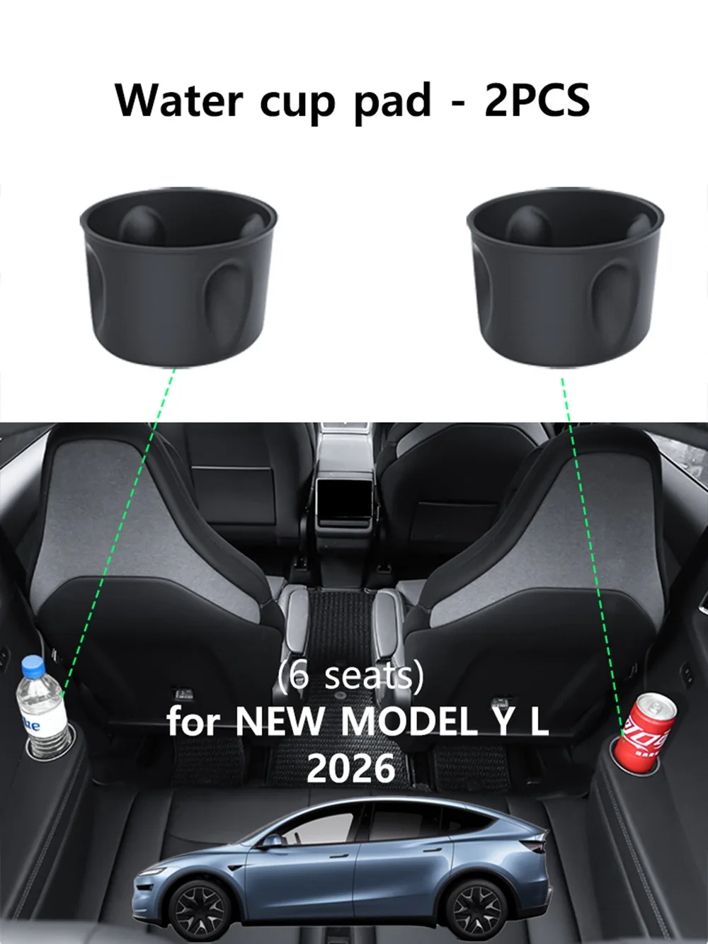 2er-Set Getränkehalter für die 3. Reihe, passend für Tesla Model Y L 6-Sitzer 2026, Silikon-Flaschenhalterung, kratzfestes Interieur-Styling – Detail 10