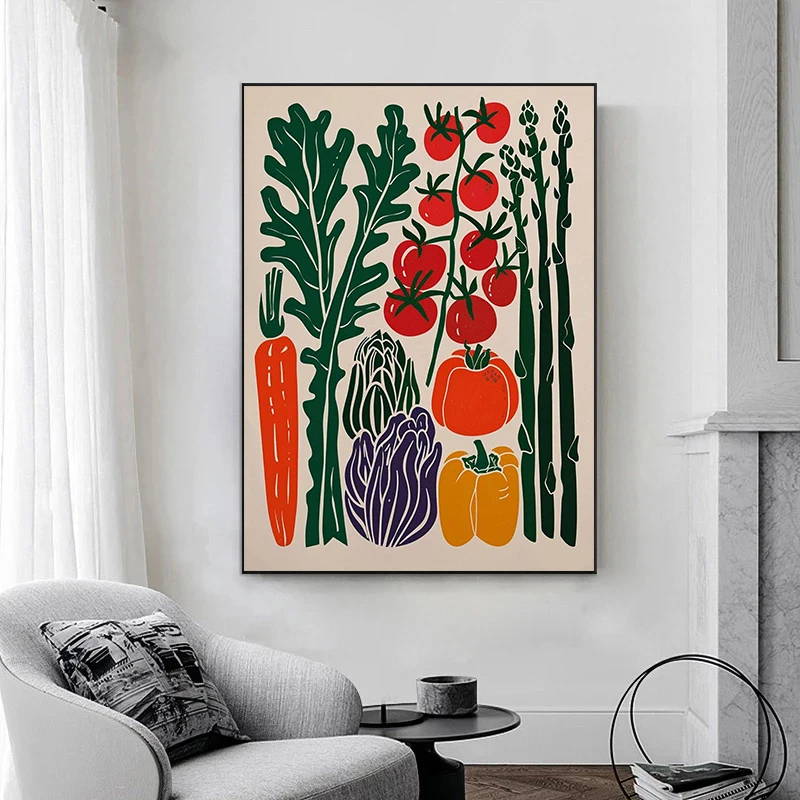 Botanical Garden Food Minimalist Prints Canvas Painting Wall Art Picture Home Living Room Decor Colorful Fresh Vegetables Poster