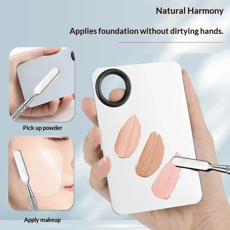 1/4Pcs Ultra Soft Fishtail Foundation Brush Set With Stainless Steel Mixing Palette For Daily And Professional Beauty Use