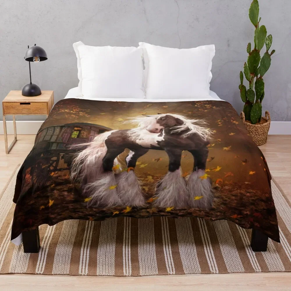 

Gypsy Gold - Gypsy Vanner horse Throw Blanket Bed Blankets For Bed Giant Sofa funny gift Blankets