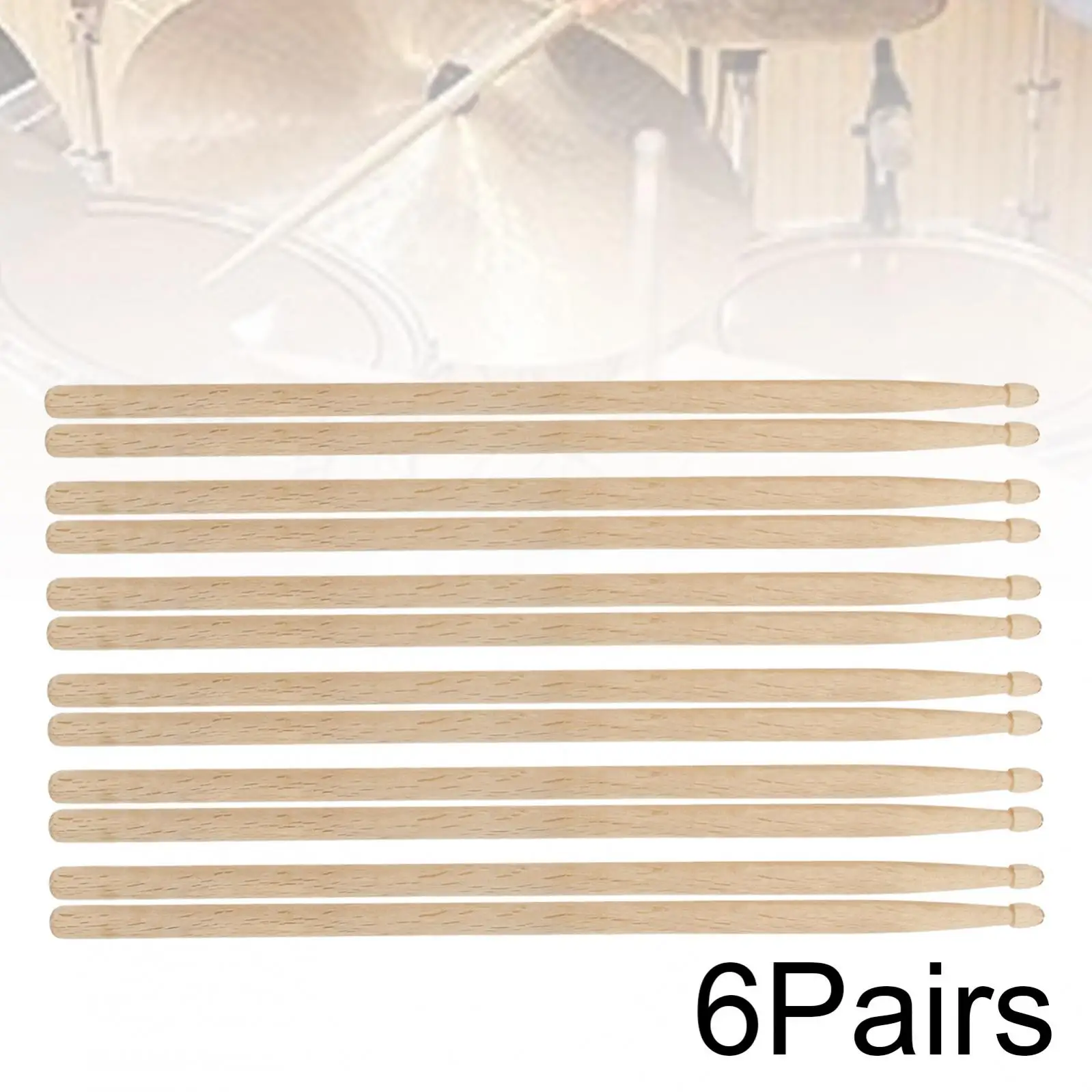 12pcs 5A Drum Sticks Classic Maple Wood Drumsticks Percussion Musical Instruments Practice Drum Stick for Jazz Drum Exercise