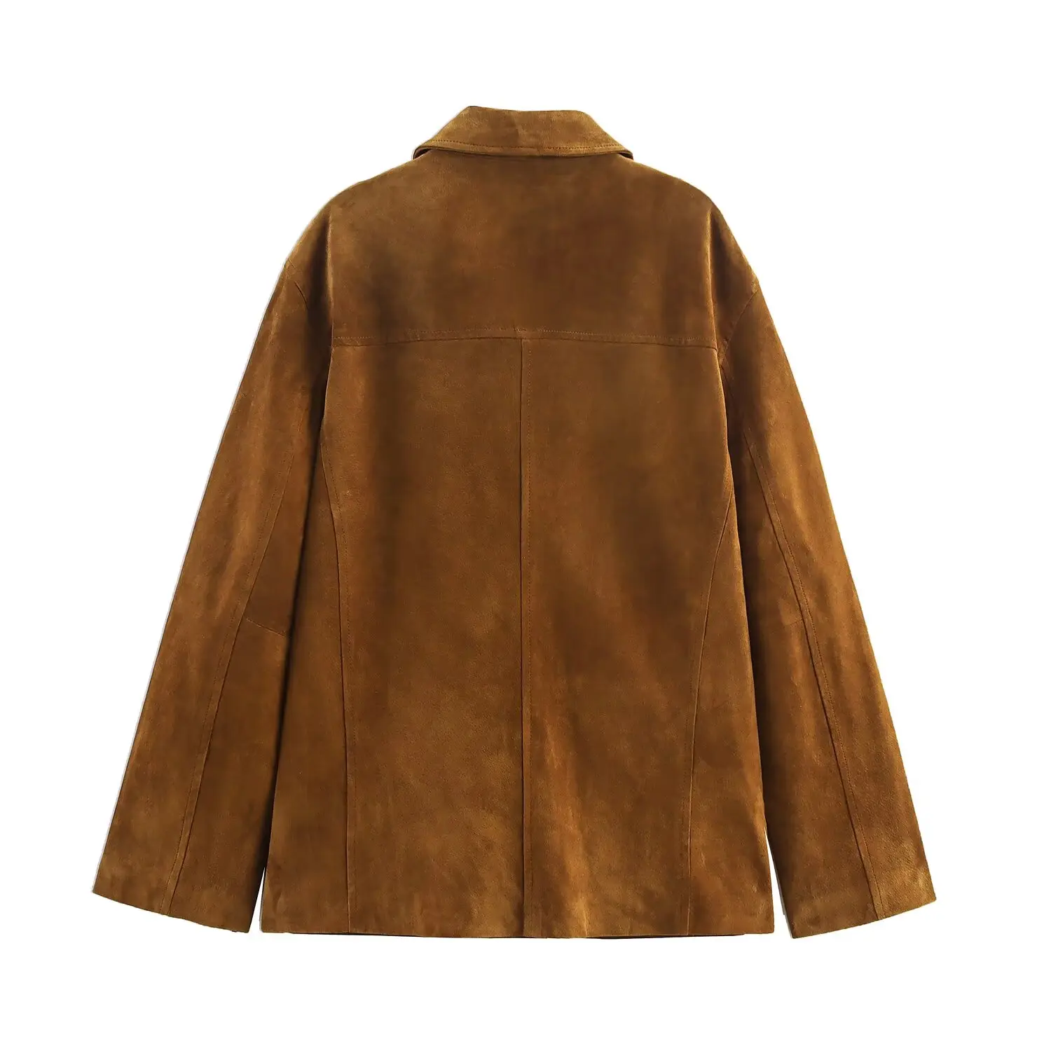 JNLEAOG Faionable Anti-Fur Leather Jaet Women's Outerwear Autumn New Sle Loose Fit Long Sve Button Closure Coat