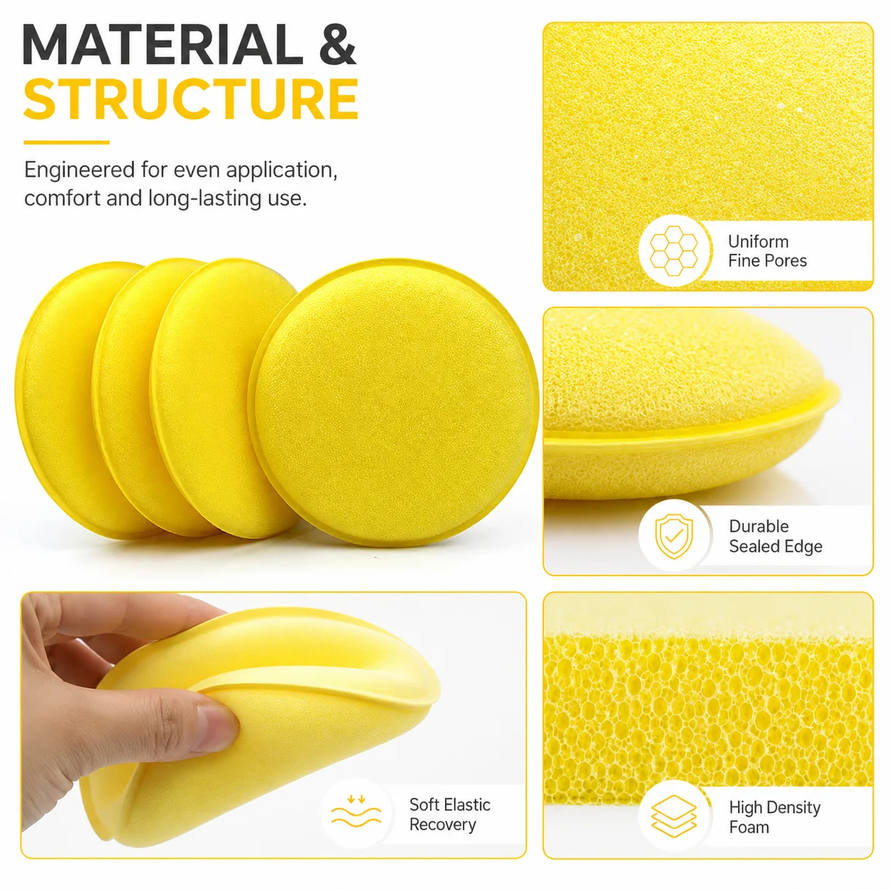 PINMOAP 3/5/12PCS Reusable Polishing Sponge Car Wax Applicator Foam Pad Soft Buffing Sponge Fit Auto Detail Paint Cleaning Care view 3