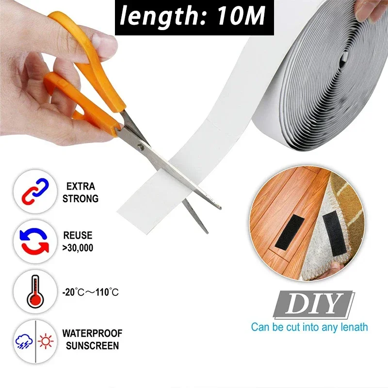 1-10M Velcros Tape Self-Adhesive Hook And Loop Fastener House Diy Belcro Magic Tap Auto Self Adhesive Strong Glue Strip Strap