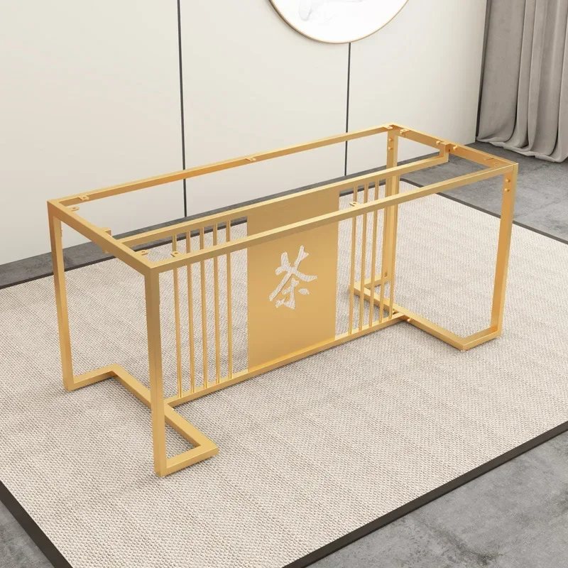 Wrought iron paint Chinese style, tea table tripod rock slab, marble tile glass large slab