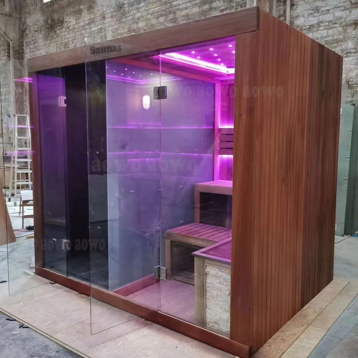 ساونا البخار بالأشعة تحت الحمراء تصميم نوبل للتحكم في واي فاي دش بارد وساخن محرك Lingxiao حجم مخصص