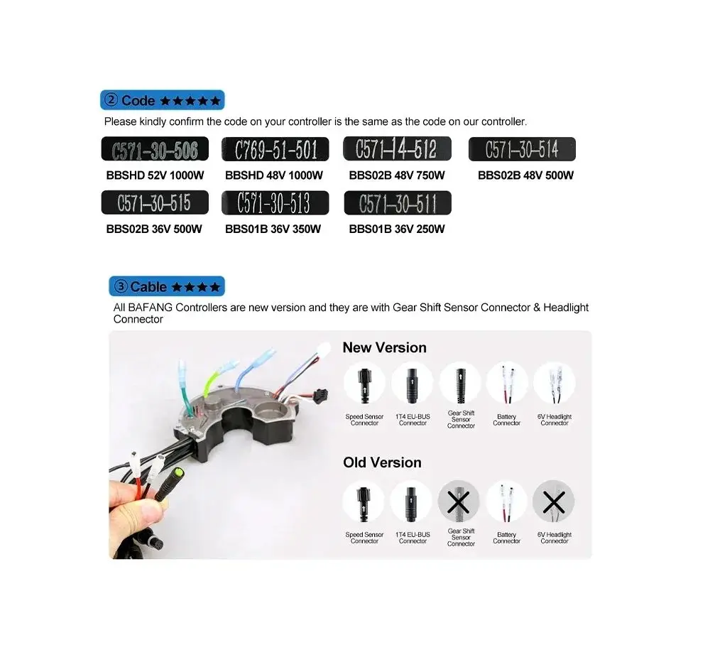 Bafang Mid Drive Motor Replacements Controller for BBS01 BBS02 BBS02B BBSHD 36V 250W 350W 500W 48V 750W 52V 1000W Accessories