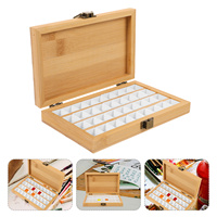 Eco Friendly Bamboo Paint Box 36 Slot Watercolor Pigment Holder Portable Color Mixing Plate Artist Grade Solid Case for Travel