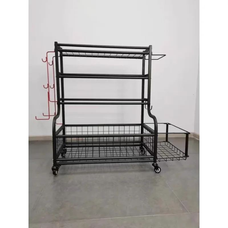

Sports and fitness equipment storage rack Household removable wheel rack Dumbbell ball sports goods storage basket