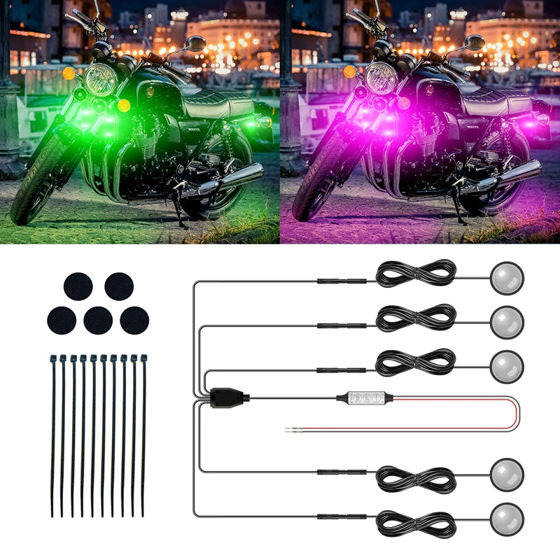 

Universal Motorcycle RGB Led Lights 12V Flasher Anti-collision Warning Tail Light 7 Colors Turn Signals Indicator For cafe racer