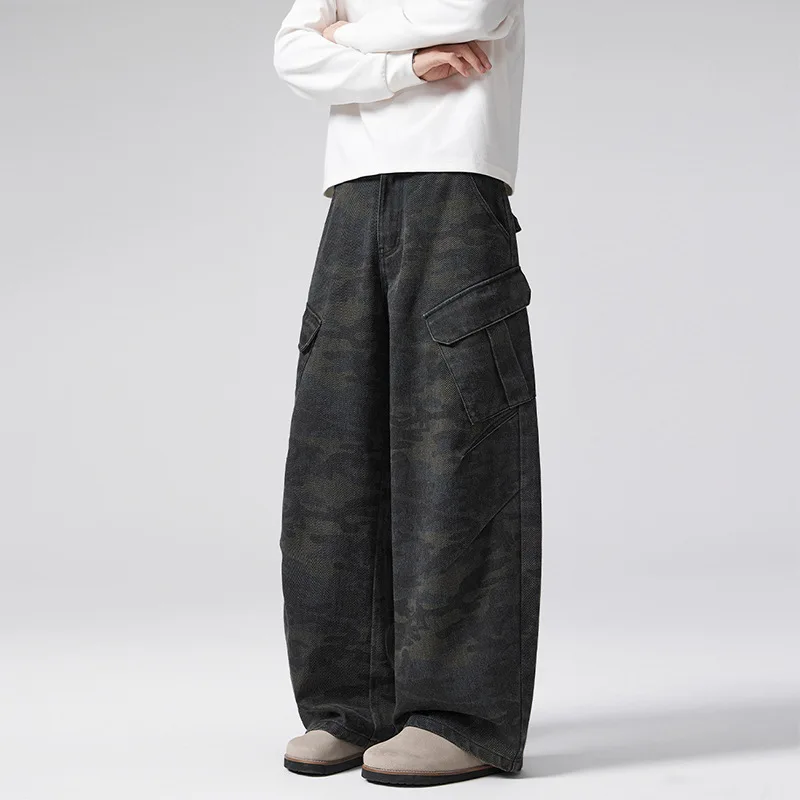 

American Retro Sharpened Old Scimitar Camouflage Overalls Men's and Women's Trendy Brand Multi-pocket Pleated Casual Pants