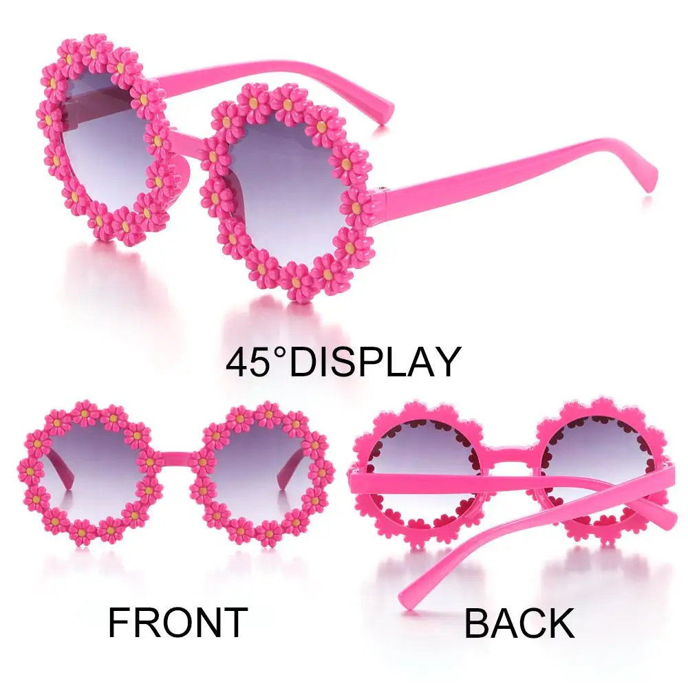 Fashion Sun Protection Party Disco Round Frame Kids Daisy Sunglasses Shades Flower Sun Glasses