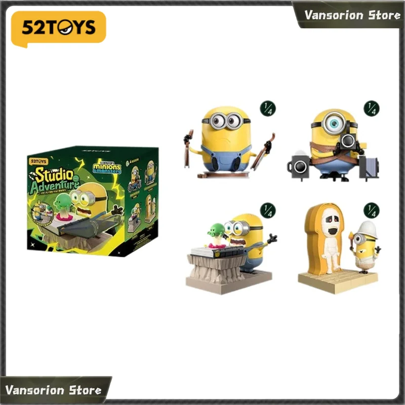 52TOYS Minions Studio Adventure Wind-up Movable Blind Box Figure Cute Collectible Ornament Model Toy Fans Gift