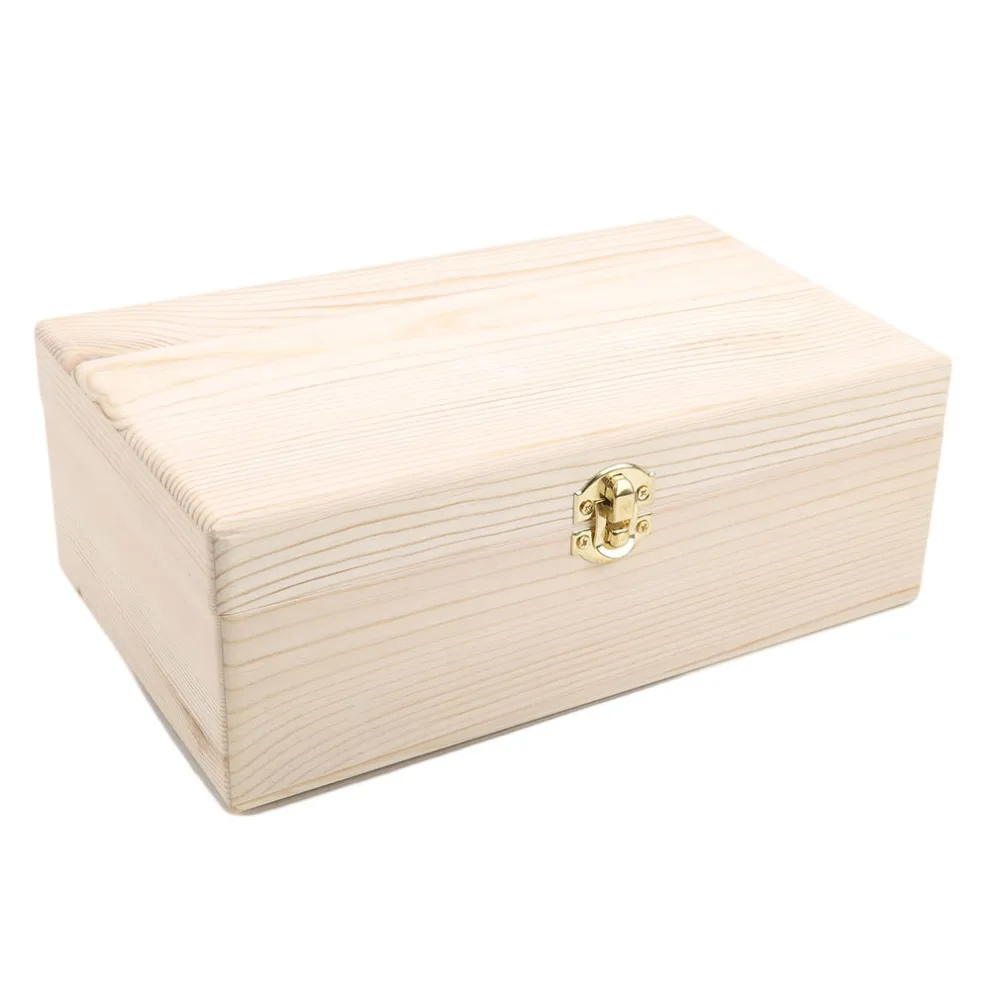 Home Storage Box Natural Wooden With Lid Golden Lock Postcard Organizer Handmade Craft Jewelry Case Wooden Box Casket Best Sale