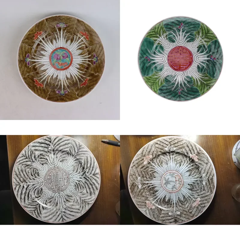 

【CHIMU HOME】 10 inch hand painted bok choy porcelain plate traditional Chinese design decorative serving dish