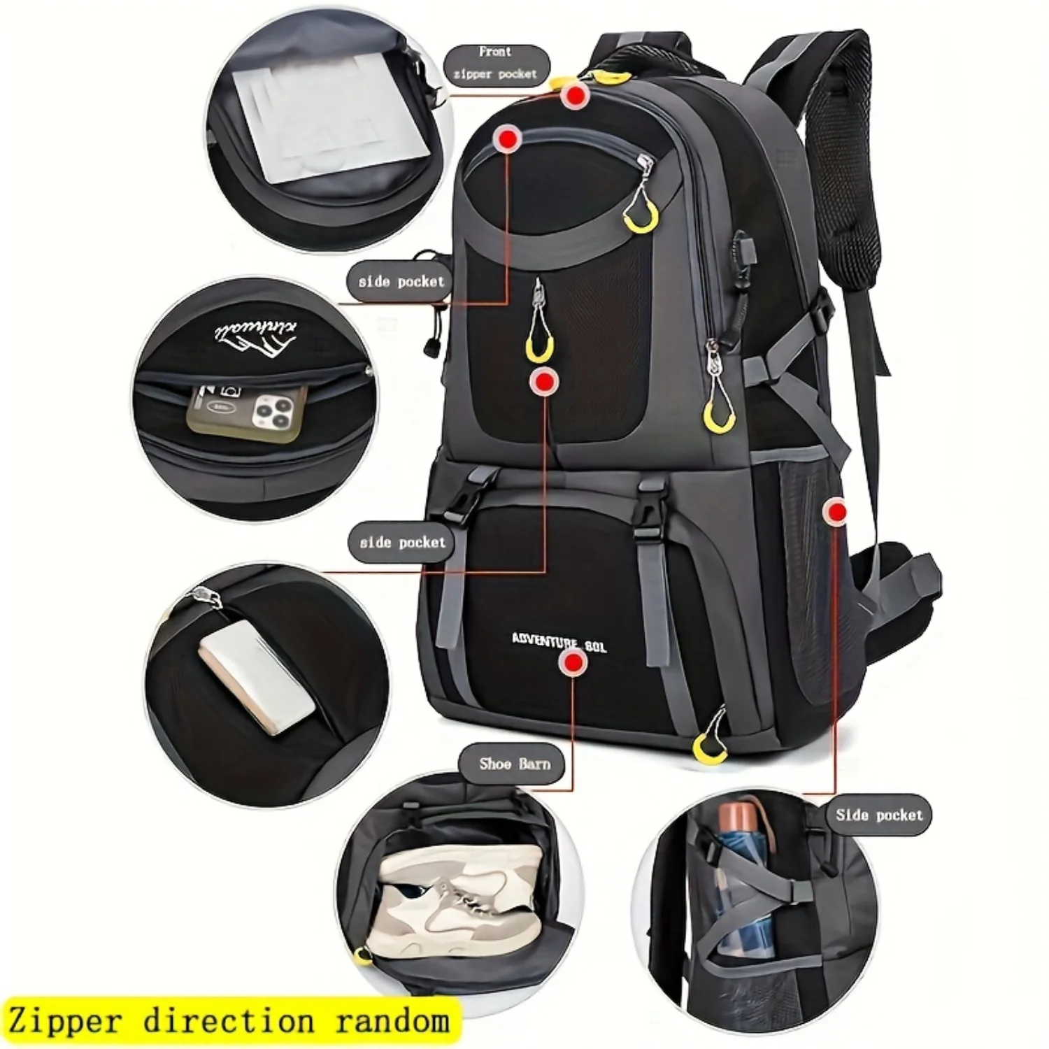 Outdoor Adventure Backpack - Large Capacity for Hiking, Cycling, Camping & Travel - Durable and Versatile!