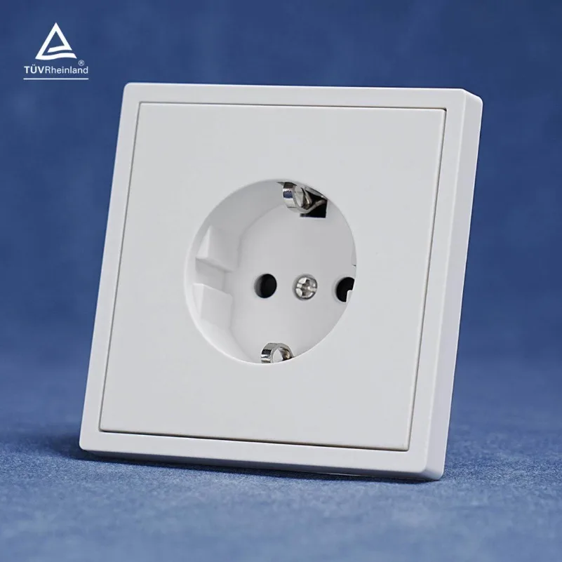 EU Standard White Wall Switch Schuko Socket with USB Port 16A 250V Wall Mounted Power Outlet for Home Indoor Decoration