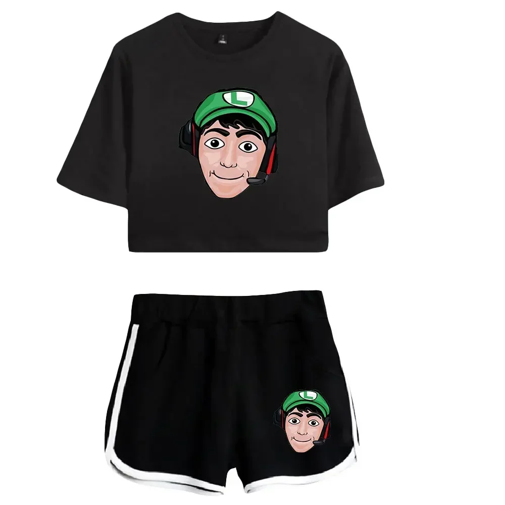 Fernanfloo Merch Two Piece Set Short Sleeve Crop Top + Shorts Sweat Suits Women Tracksuit Two Piece Outfits Girl Sets