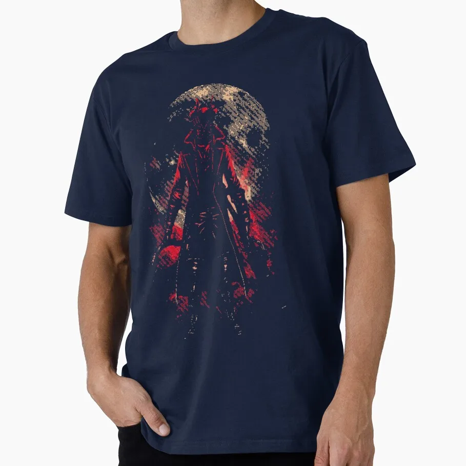 

Bloodborne The Hunter Horror Videogame Gift t shirt for man Scary game Dark gothic moon Graphic Clothes All size Tops S-6XL