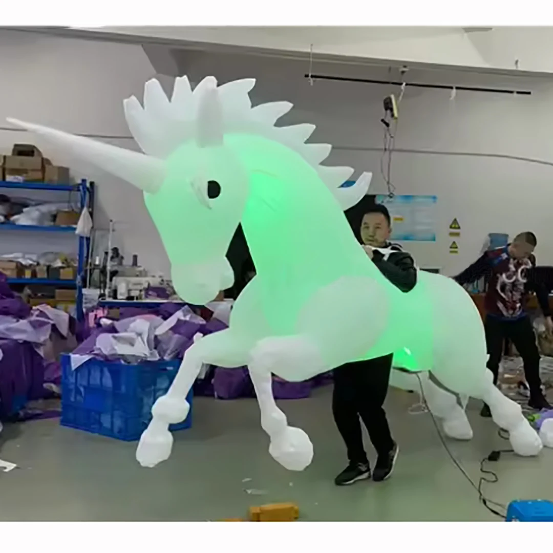 

3M Giant Inflatable Unicorn/Horse Costume with Color Change LED Light Carnival Parade Walking Performance Props for Advert