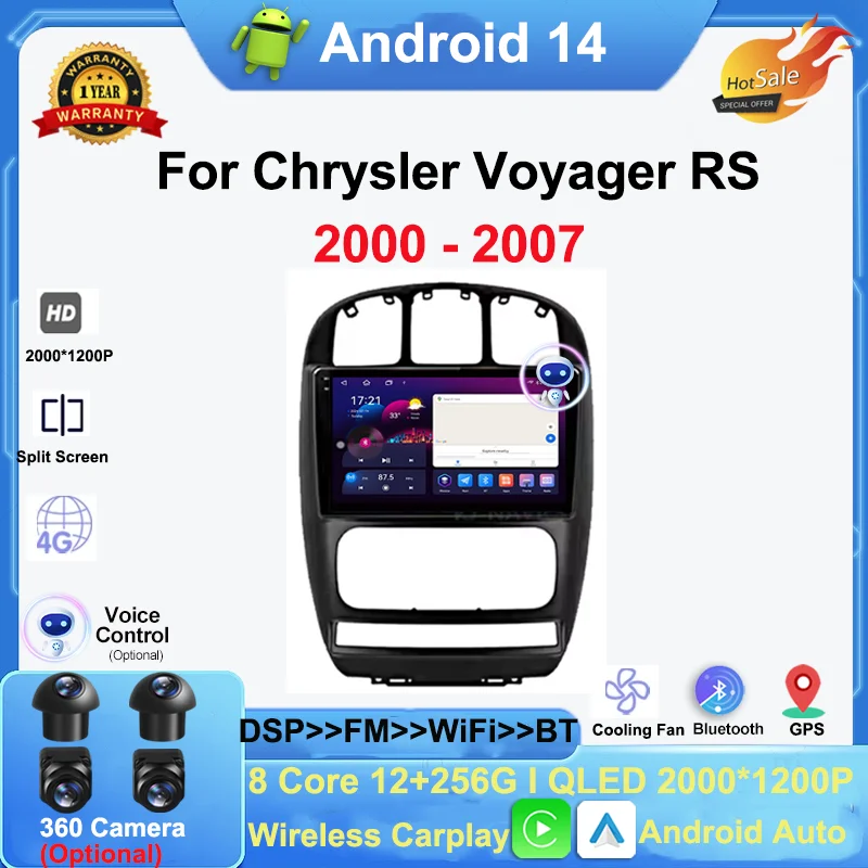 

Android 14 для Chrysler Voyager RG RS Town & Country RS 2000-2007 Авто Carplay Стереоплеер Мультимедийное радио GPS-навигация