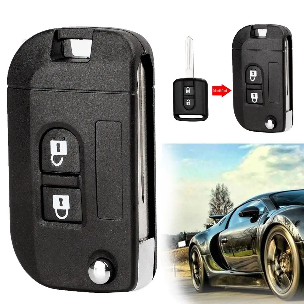 Modified Car Key Shell 2 Buttons Flip Folding Car Key Case for Nissan Qashqai Micra Navara Almera Note Primera Sunny