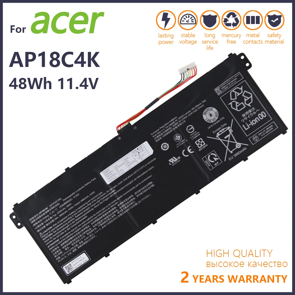 

Genuine AP18C8K AP18C4K Laptop Battery For Acer Aspire 5 A515-43-R057 R4MG R6F6 R6WW A515-44 R7NU R5UZ KT00304012 4471mAh