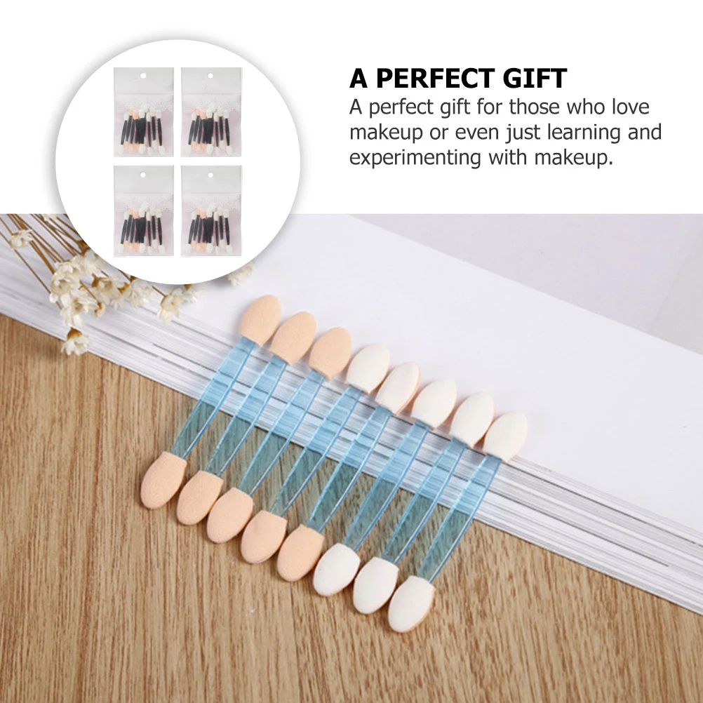 40 applicatori per ombretti a doppia testa, impugnatura compatta, dimensioni mini per applicatore di pittura per il viso, trucco degli occhi