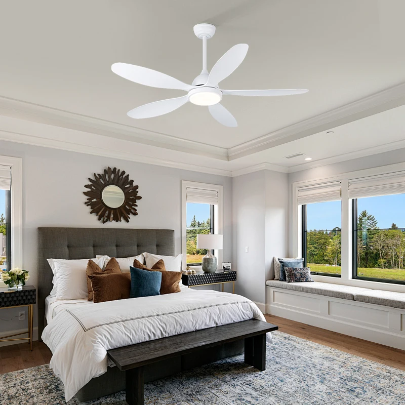 Model 3798L LED Ceiling Fan Manufacture 52 Inches White Blades Led Lighting Ceiling Fan