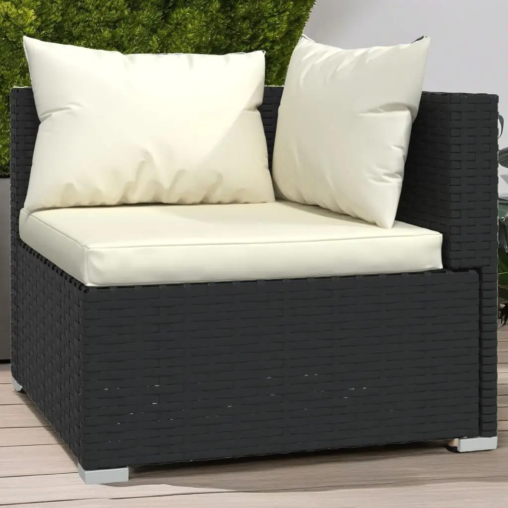 5-Piece Black Poly Rattan Patio Lounge Set with Cushions - Outdoor Furniture for Garden & Balcony