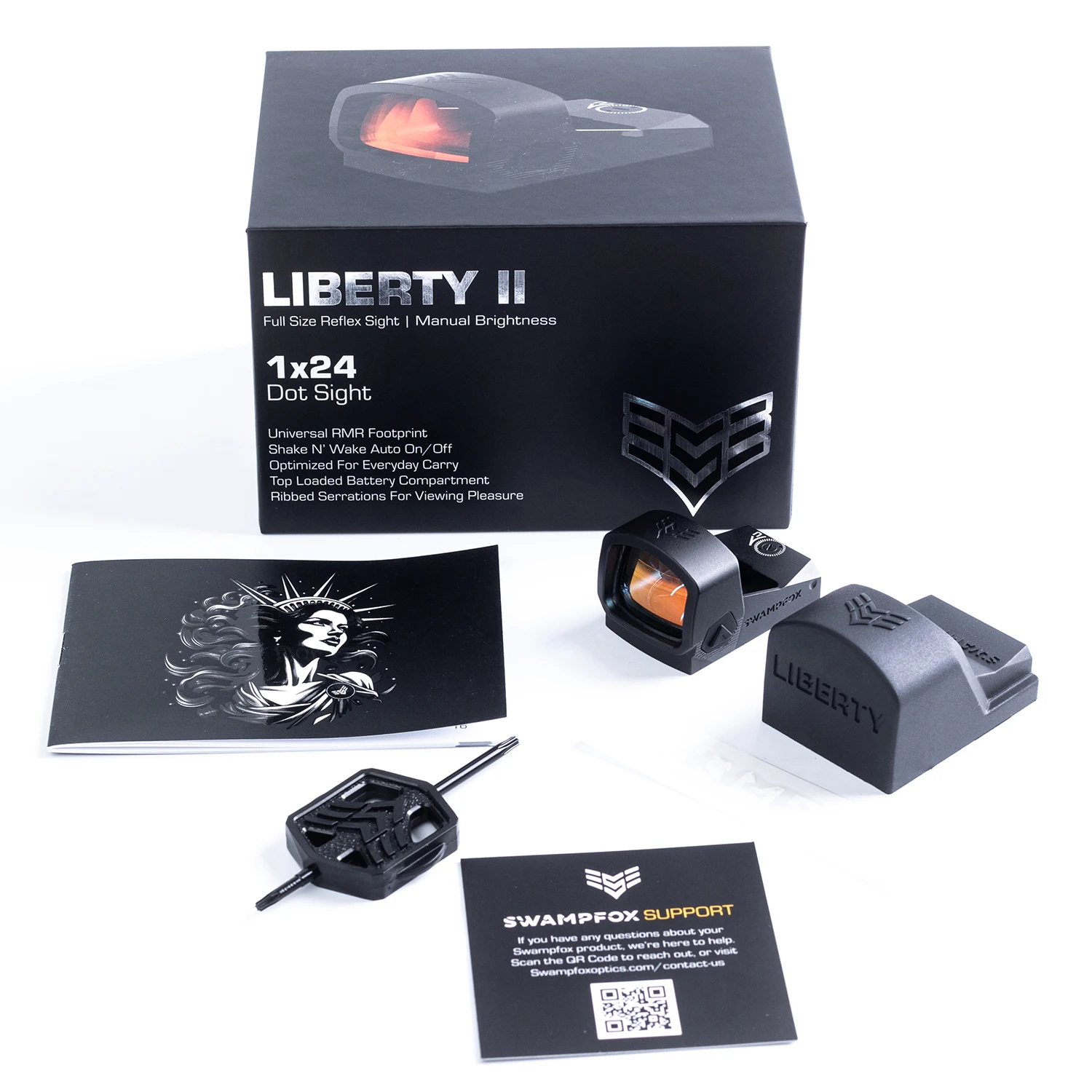 Swampfox Optics Liberty II 1x24 3 MOA Multi Reticle Red Dot Sight LBT2124-MR