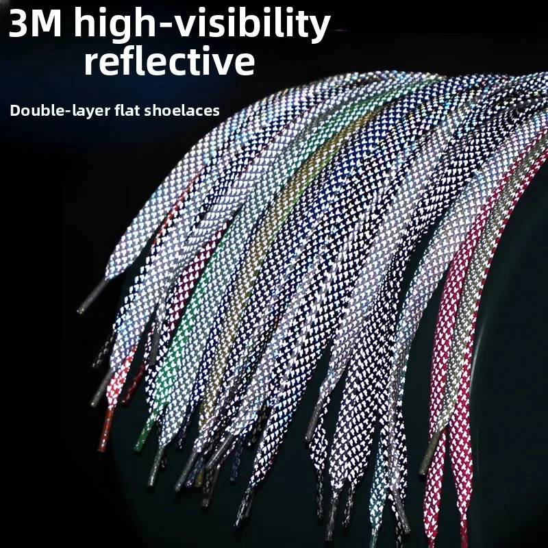 Reflective Flat Double Layer Shoelaces Women's Basketball Coconut  1970af Air Force One Aj Reflective Shoestrings
