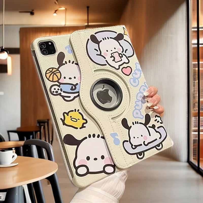 

Pochacco Ipad Case For 2022 10th Generation 10.9inch Kawaii Cartoon Case Pro 11in 10.5Inch 360° Rotate Protect Shell Case Gift