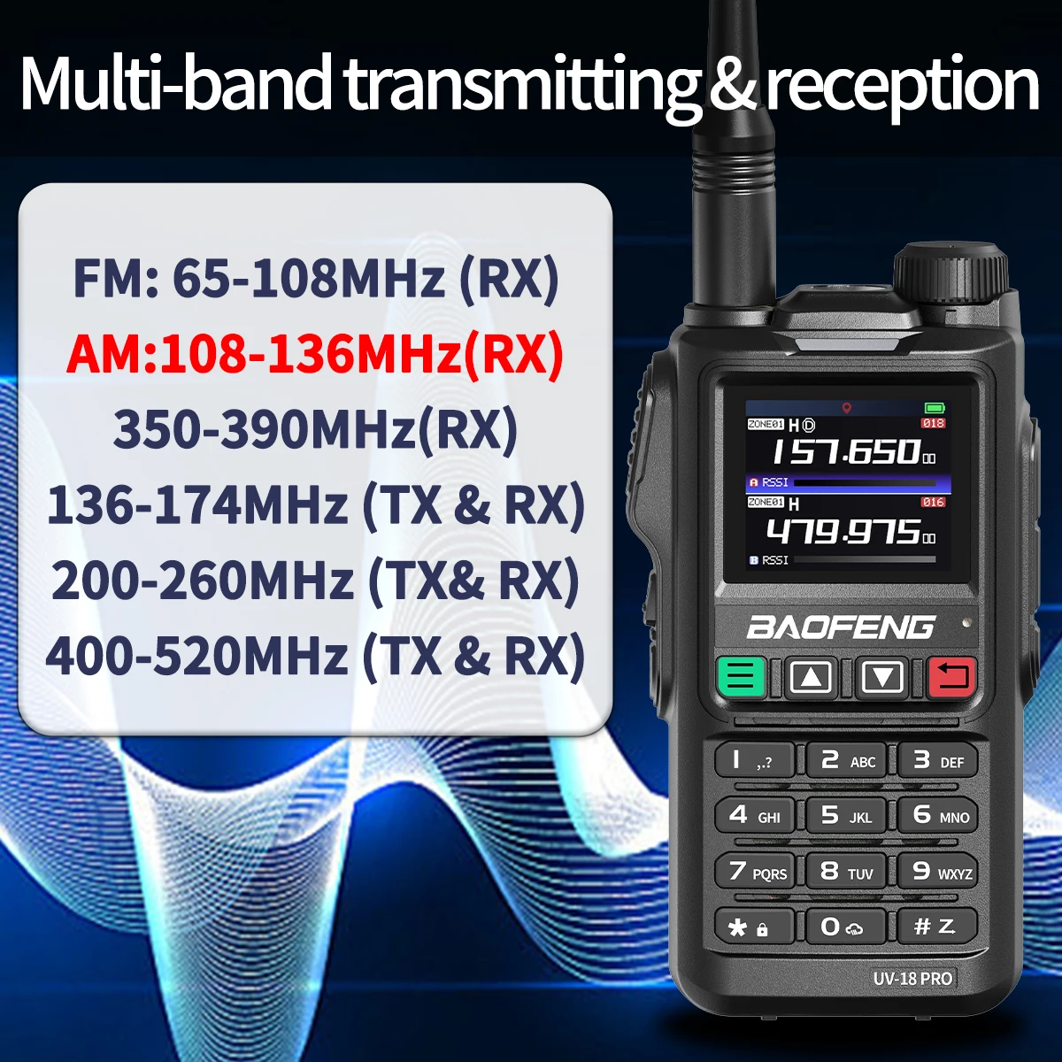 Baofeng UV18 PRO MAX GPS Walkie Talkie Full Band Long Range Wireless Copy Frequency High Power Ham Radio for Camping UV17 GPS