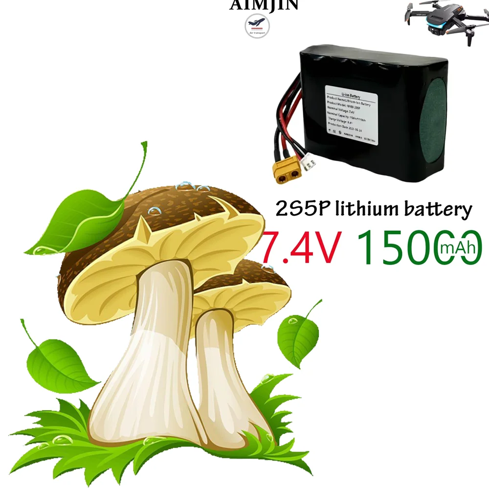 2S5P 7.4V 15Ah Rechargeable 18650 Lithium Ion Battery Pack XT60 XH2.54-3P Plug，For Various RC Airplane Quadrotor