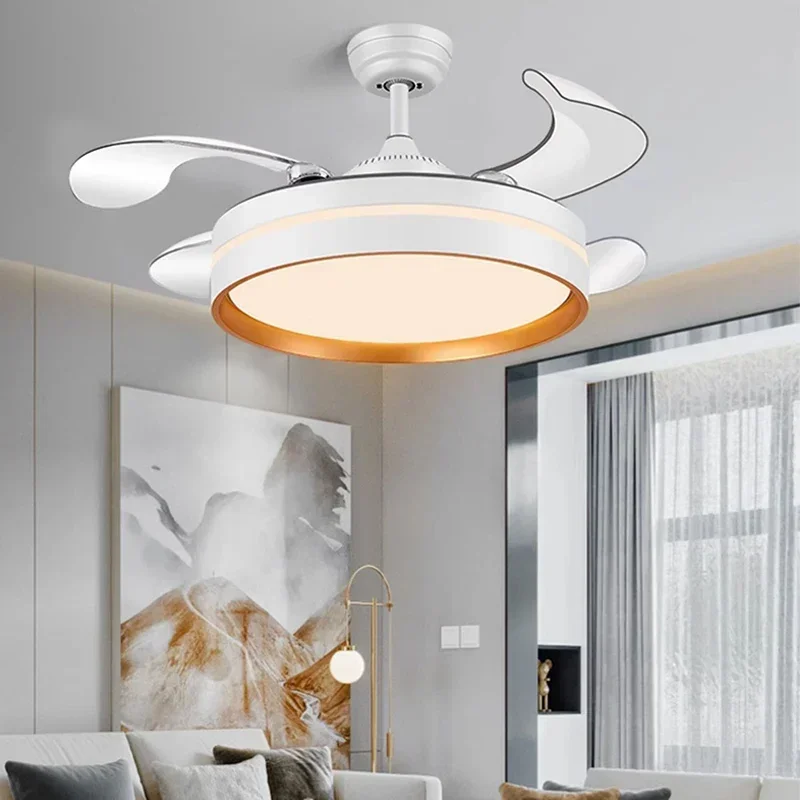 Lamp Light Luxury Crystal Fan Chandelier Living Room Bedroom Golden Variable Frequency Light Full Spectrum Ceiling Fan Lights - Image 2