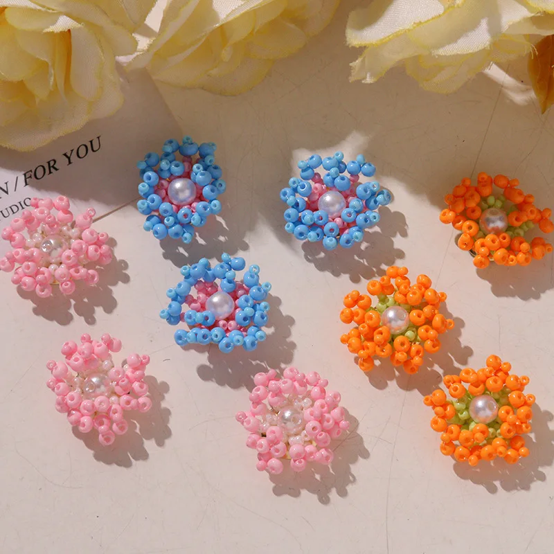 Shoe Charm 1 Piece Vibrant Pearl Seed Bead Flower Cluster DIY for Clogs Jelly Clear Crystal Princess Korean Style