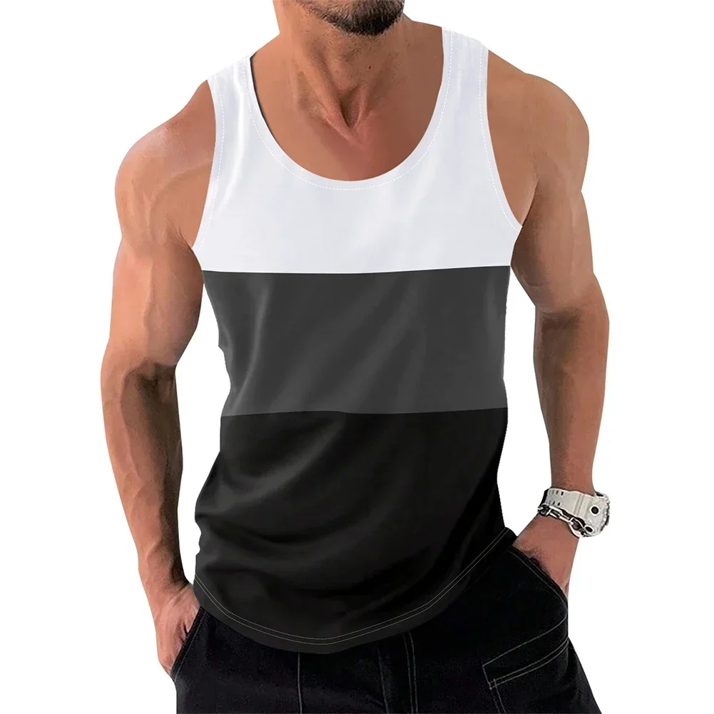 Men\'s Sleeveless Undershirt Colorblocking Fashion Undershirt Street Fashion Men\'s Undershirt Men\'s Sports Sleeveless T-shirt