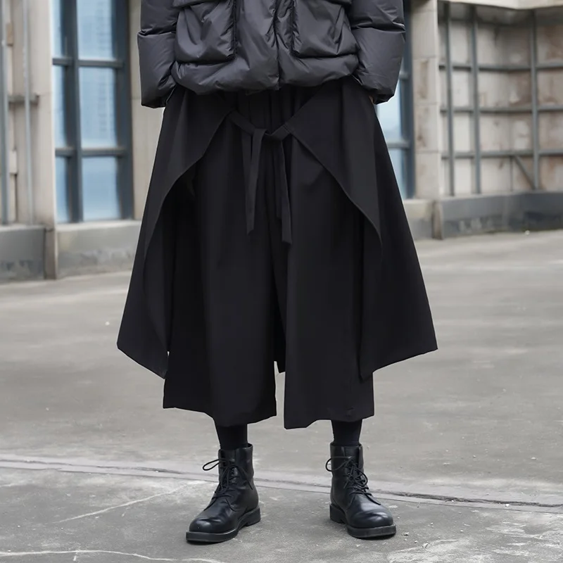 

Свободные повседневные брюки с широкими штанинами для мужчин, весна-лето, укороченные, свободного кроя, молодежные, тонкие, стандартные