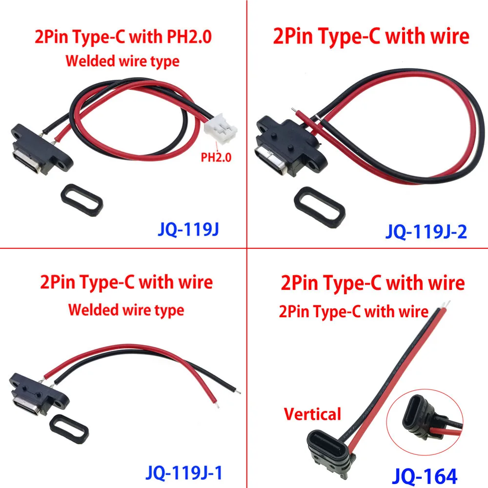 

3-10pc USB-C 2/4/6pin Charging Connector High Current Charging Socket With Rubber Ring Type-C Waterproof Female Connector Jack