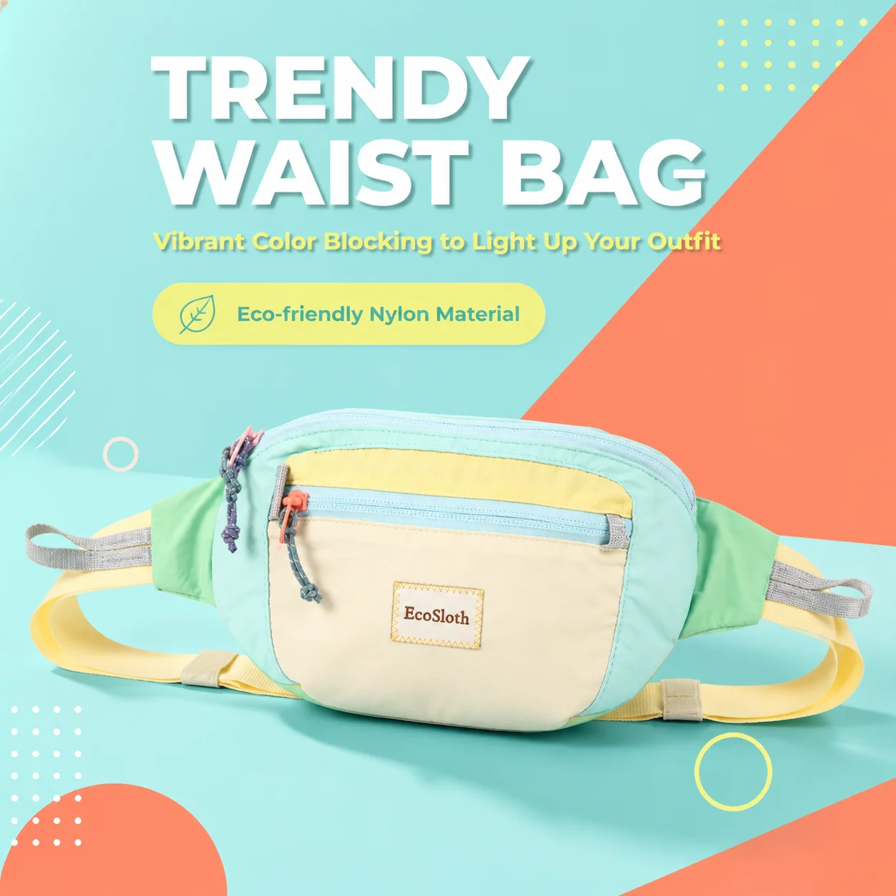 ecosloth-unisex-color-blocked-waist-bag-water-resistant-nylon-chest-bag-stylish-crossbody-waist-bag-casual-outdoor-style