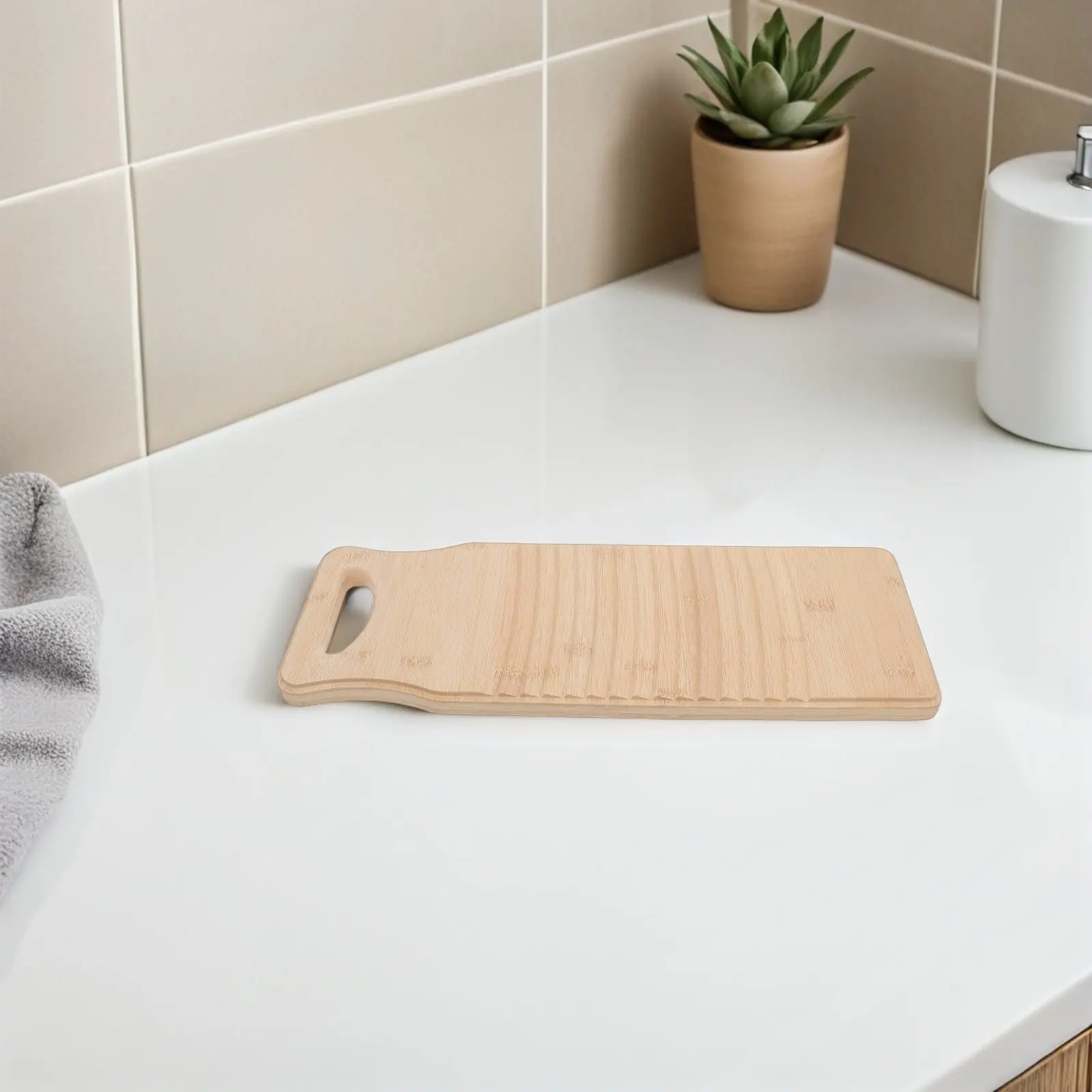 2Pcs Bamboo Washboard Laundry Washboard Non Slip Ribbed Clothes Scrubbing Board Hand Wash Board for Sink Bathroom Dorm