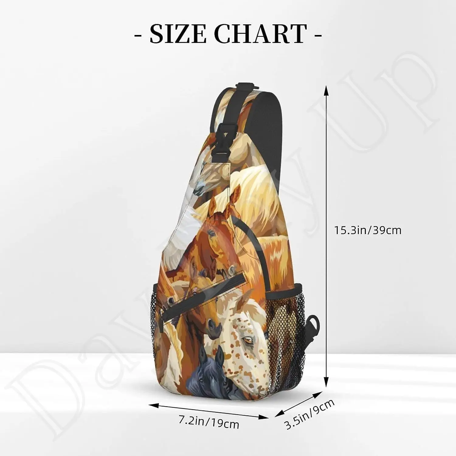 Horse Print Sling Bag Crossbody Backpack for Men Women Colorful Background Chest Bag Adjustable Casual Sling Shoulder Daypack