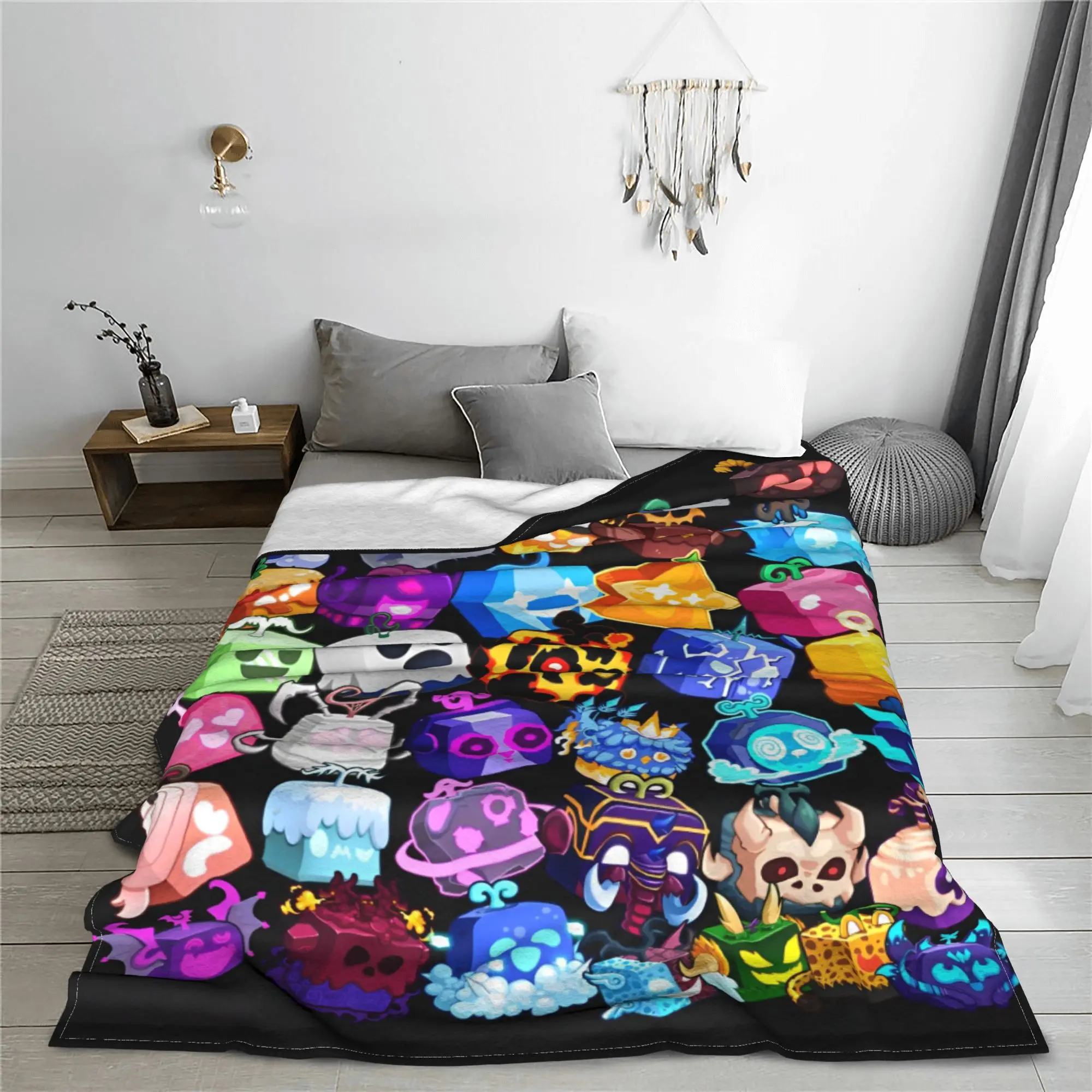 B-Blox لعبة الفواكه البطانيات الأسطورية الكرتون أنيمي الفانيلا مضحك الدافئة رمي بطانية للمنزل ربيع الخريف الأريكة #2