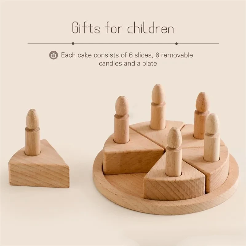 Simulazione di legno torta di compleanno giocattoli da cucina bambini fingono di giocare a casa giocattoli per la prima educazione giochi interattivi per bambini puntelli regalo