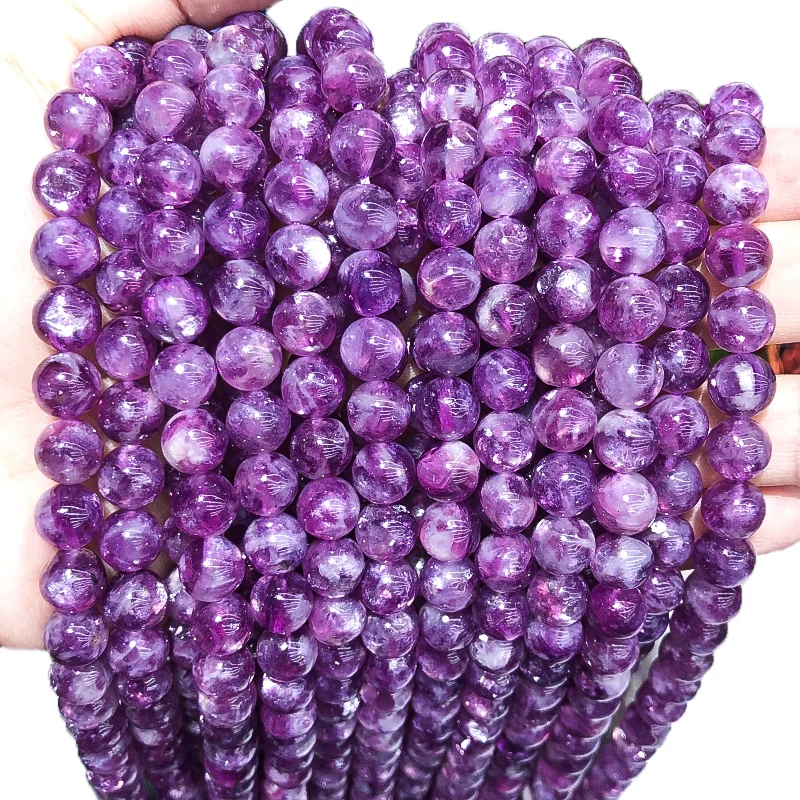 New Natural Purle Mica 100% Stone Loose Round Beads Jewellery Making 8/10MM DIY Bracelet Necklace Beading Accessories 46/36PCS